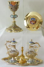 Solid silver gilt antique French Chapel Set